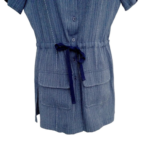 Marie Claire Safari Style  Tunic with Tie Blue/White 4/5 - Picture 3 of 8